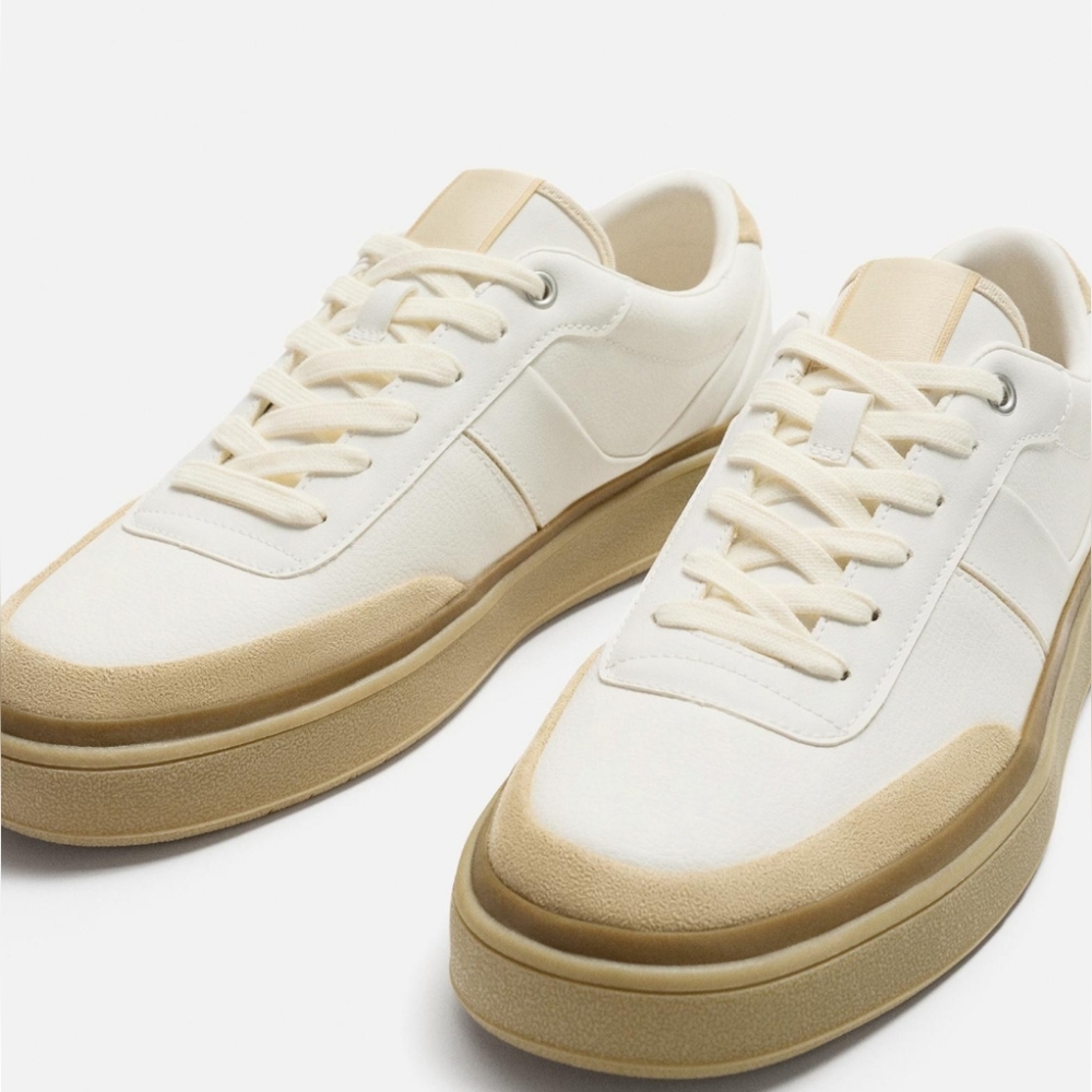 Men's Zara White and Tan Sneakers
